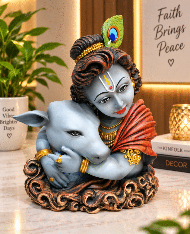 Krishna with cow Love Statue